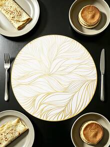 6/120pcs, Gold Round Leaf PVC Placemats, Waterproof & Oil-Resistant Tabletop Decor Mats, Washable Tableware Mats, Non-Slip & Odorless Western Dining Mats, Suitable For Restaurants, Cafes, Homestays, Perfect For Holidays, Parties, Gatherings, Birthdays, Weddings, Dinner Parties - Multicolor - View 14