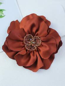 2026 Trâm cài áo hình hoa cuộn 3D tinh tế bằng vải satin thủ công, kích thước 20cm, phụ kiện thời trang đa năng cho quần áo và váy. - hoa hồng - Xem 13
