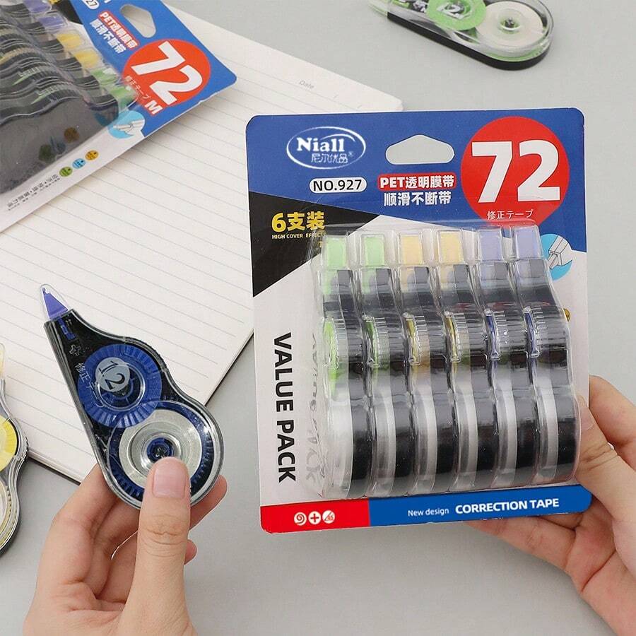 6卷修正带,经济实用套装,72米修正带,大容量,学生用修正带,修正带,错误修正带,单词修正带,中学静音修正带,修正液修正带,返校季批发 - 彩色 - 查看 1