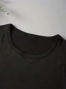 Camiseta Vintage Chic con Estampado de Frutas, Labios y Cerezas, Cuello Redondo Casual, Manga Corta, Cómoda para Primavera y Verano, Ropa de Mujer, Camiseta Moderna para Mujer - Negro - Ver 3
