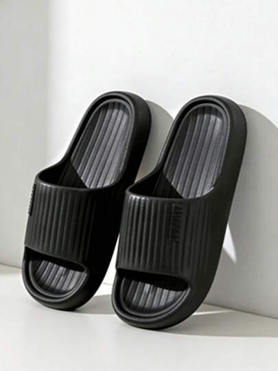 Men's Summer Thick Sole Vertical Stripe Sole, Quick Drainage, Soft & Quiet, Suitable For Home, Bathroom, Outdoor, Refreshing Versatile, Simple & Comfortable Slippers