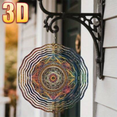 1 chiếc hình cối xay gió 3D nhiều màu sắc, kích thước 10in*10in, có móc xoay, tự lắp ráp 360°, làm bằng kim loại bền chắc, hai mặt, trang trí nghệ thuật động cho kỳ nghỉ (không bao gồm mặt dây chuyền), kiểu ngẫu nhiên.