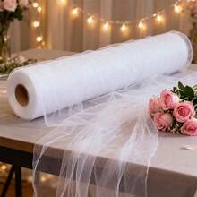 1pc 393 Inch White Sheer Voile Curtain Fabric, Long Solid Color Sheer Drape, Multipurpose Party Backdrop Fabric, Suitable For Wedding Arch, Home Decor, Birthday Wedding Party Room Backdrop, Ceremony Backdrop, Dining Table Decor Scarf, Tablecloth, Photography Prop Sheer, Solid Color Sheer, Christmas Decor, Christmas Room Decor, Etc. - White - View 8