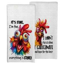 2pcs/Pack, Screaming Chicken Kitchen Towels, Soft Absorbent Household Kitchen Cleaning Cloths, Machine Washable, Reusable, Housewarming Home Decor Gift, Kitchen Accessories. - Multicolor - View 9
