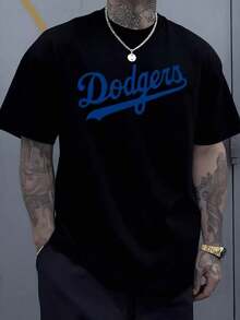 Dodgers T-Shirt With Classic Lettering In A Bold Blue Tone Representing The Spirit Of A Beloved Baseball Team, 100% Cotton And A Timeless Sportswear Option Perfect For Casual Wear. - 黑色 - 查看 8