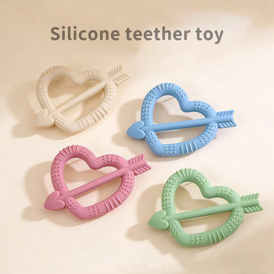 Que gặm nướt hình trái tim cho bé, đồ chơi gặm cho trẻ sơ sinh trong giai đoạn mọc răng, ngăn ngừa mút ngón tay, giúp bé dễ dàng gặm nhai.