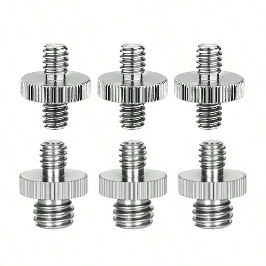 适用于相机三脚架麦克风的 1/4" 公头转 1/4" 公头和 3/8" 公头螺纹三脚架螺丝适配器双头螺柱标准安装螺纹转换器 - 查看 1