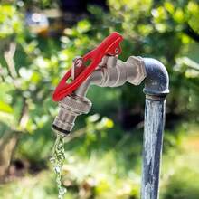 Outdoor Anti-Theft Faucet, Made Of Zinc Alloy, Lockable For Safety, G1/2 Threaded Interface, Meets European And American Standard Faucet Connectors, Suitable For Outdoor Use, Quick Hose Connection - Red - View 3
