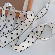 2Yards White Polka Dot Satin Ribbon, Transparent Organza Ribbon - Solid Color Wedding Bouquet Decoration Ribbon, Suitable For Handmade Bouquets, Gift Wrapping, Party Decor, Floral Design, Gift Ribbon, Floral Ribbon, Gift Wrapping Ribbon - 1 Piece Of White Polka Dot - View 4