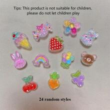 24pcs Rainbow, Sunflower Detachable DIY Shoe Charms, Cute Resin Glitter Ice Cream Shoe Decorations, Removable Shoe Clips - Perfect Christmas And Birthday Gift - Multicolor - View 7