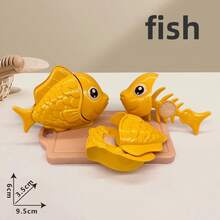 Juego de juguetes de cocina para niños, utensilios de cocina de corte simulado, juguetes de corte de frutas simuladas, accesorios de cocina para regalo para niños - 1 pieza de pescado - Ver 12
