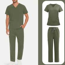 Special Wrinkle Resistant Lightweight Medical Uniforms Men Unisex Dentist Veterinary Nursing Scrubs Set Top Pants - 藍色 - 查看 10