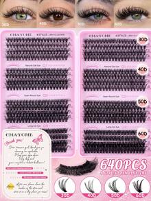 CMAYOME 544/640簇10D-20D-30D-40D-50D-60D-80D-100D-120D高密度高性价比多规格柔软逼真手工嫁接假睫毛，长度10-18mm（含眼尾延长），狐狸眼、猫眼、立体单簇假睫毛，可DIY搭配动漫、卡通、日韩、偶像、甜美、女王风眼妆，持久耐用可重复使用，适合日常通勤、节日、派对、音乐节、演唱会、送给女孩的礼物、母亲节等场合。 - 彩色 - 查看 16