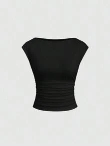 Set de 3 piezas de Top/camiseta de mujer ajustada, de manga corta, con espalda recortada, transpirable y que absorbe la humedad - Multicolor 7 - Ver 4