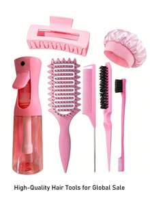 7/6/3 Pieceshair Styling Tool Set. Includes A 200ml Spray Bottle, Volumizing Comb, Rat-Tail Comb, Double-Edged Comb, Curling Comb, Hair Clips, And Precision Waterproof Shower Cap. - Multicolor - View 13