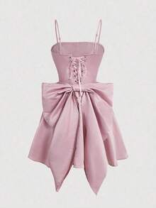 Vestido de tirantes elegante de unicolor y simple para uso diario de mujer - Rosa - Ver 7