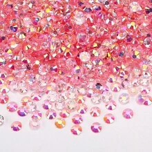 ICIQ Đá giả kim cương nhựa đen 3mm, 4mm, 5mm, đá kim cương đáy phẳng, đá pha lê đen không qua xử lý nhiệt, thích hợp cho đồ thủ công DIY, cốc, chai, ly, quần áo, đá pha lê lấp lánh rời, trang trí cho bộ dụng cụ làm đồ thủ công lấp lánh. - Màu hồng nhạt trong suốt AB - Xem 8