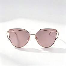 Large Frame Black Round Face Big Face Fashion Glasses For Women, Elegant High-End Square Glitter Glasses 2026 New Style, Comes With Black Glasses Case Box - 26808 Gold Frame Pink Mercury Sheet - View 1