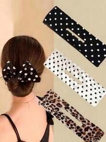 1pc Black Elegant Bun Hair Maker, Bow Hair Accessory, Summer Vacation Essential Makeup Headband Home Decor Summer Set Women's Headband Hair Accessories Hair Clip Hair Tie Girls School Supplies Makeup Headband Hair Accessories - Random Style - View 5