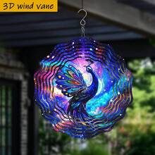1个3D“孔雀在多彩宇宙中翩翩起舞”风车摆件，尺寸10英寸*10英寸，带旋转挂钩，可360°旋转，DIY创意风车，适合母亲节、父亲节、送给女性朋友，可悬挂装饰（不含吊坠），款式随机。 - A - 查看 3