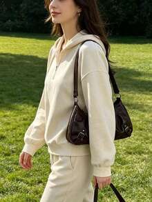 Fashionable Contrast Color Shoulder Bag For Women - Coffee - View 6