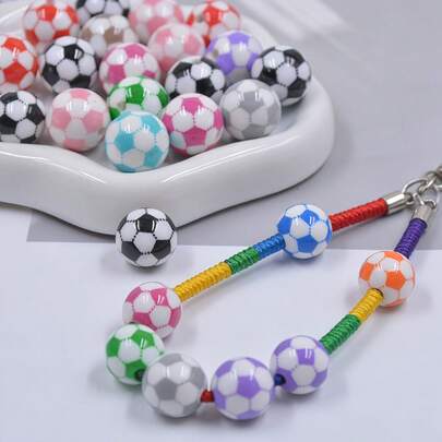 Set de 12/36 piezas Cuentas de acrílico con estilo deportivo de fútbol, Kit de fabricación de joyas con cuentas de fútbol, Adecuado para pulseras, collares, llaveros, manualidades hechas a mano, Ideal para manualistas y fanáticos del fútbol Pequeños regalos y accesorios DIY