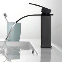 European Style Waterfall Faucet, Bathroom Countertop Or Undermount Basin - Black - View 4