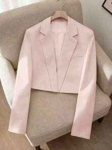 Blazer ajustado para mujer, diseño elegante de cintura alta, color blanco primaveral - Rosa - Ver 3