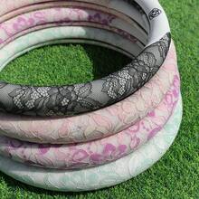 Car Steering Wheel Cover, Lace Pattern With Napa Leather Patchwork, Rubber Inner Ring, 15 Inch Universal, Breathable And Non-Slip, Suitable For Cars And SUVs, Girly Style Car Accessories, Car Interior Decor - F104 - View 5