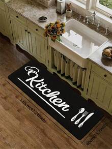 1pc Black & White English Kitchen Rug, 3.5mm Thick Cuttable Kitchen Mat, Non-Slip Absorbent Outdoor Doormat, Bathroom Mat, Kitchen, Laundry Room, Living Room, Outdoor Garden Decor - Multicolor - View 17