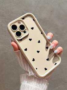 1 chiếc ốp lưng điện thoại TPU mềm hình trái tim tối giản, chống sốc, tương thích với Apple 16, 15, 14, 13, 12, 11, 17, 17 Pro Max, 13 Pro Max, 16 Pro Max - Màu be - Xem 4