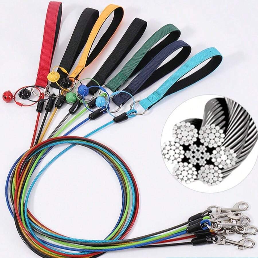 Dây xích bằng thép không gỉ với tay cầm thoải mái, chất liệu nylon chống cắn, phù hợp cho chó nhỏ, vừa và lớn. - Nhiều màu - Xem 1