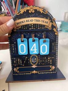 2D Vintage Reading Tracker, 4mm Thick, 15cm High, Annual Book Counting Decor, Can Track Up To 999 Books This Year, Sturdy Structure, Bookshelf Decor, Bookshelf Counter, Reading Counter, Handmade Interesting Bookshelf, Desktop Decor, Office Desk Decor, Suitable For Students, Office Workers, Readers, Teachers, Writers - Multicolor - View 8
