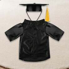 Genérico Gorro Y Toga para Perros |   Disfraz De Graduación para Mascotas Traje Universitario |   Conjunto Lavable con para Mascotas Ropa Pequeña Razas Miniatura Y Fiestas - Rojo - Ver 9