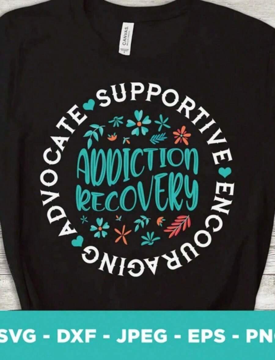 Teal Green Ribbon For Addiction Recovery Awareness And The Fight Against Stigma (Digital Download) - White - View 1