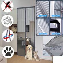 Durable Gray Mosquito Net Screen Door, High Density Mesh, Wear-Resistant, No Drilling Easy Installation, Magnetic Automatic Closing, With Side Hooks, Suitable For Indoor, Patio, Balcony - Diamond Gray Screen Door - View 5