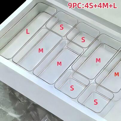 10/9/8/1pcs Transparent Makeup Organizer Drawers, Office Desk Stationery Storage Box, Home Desktop And Drawer Organizer, Back To School Accessories