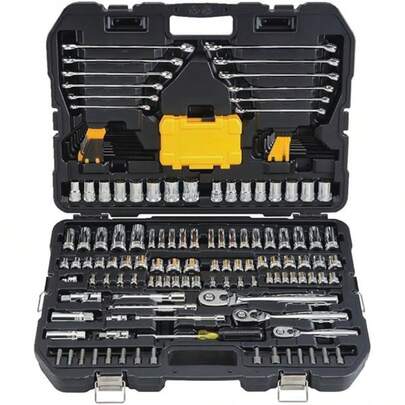 115/46件套高端专业工具套装，棘轮扳手套装，扭矩扳手，汽车零部件维修机械工具包和家用机械工具包，适用于汽车和自行车维修
