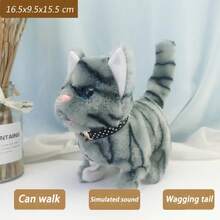 Nuevo juguete de peluche de gatito para caminar, gato interactivo eléctrico, Animal relleno, cola mullida, cabeza que mueve, gato, juguete para mascotas, regalo para niños - Gato Bantam Blanco - Ver 14