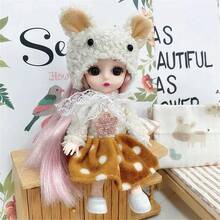 Muñeca de princesa bonita de 16cm, 1/12, 13 articulaciones, BJD, DIY, juguetes para muñecas con ropa, zapatos, cara dulce móvil, regalo de cumpleaños para niños y niñas - 01 - Ver 10