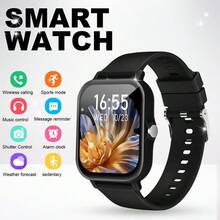 全触控智能手表：支持无线通话、计步器、音乐控制、游戏和健身功能，兼容安卓/iOS手机，男女皆宜。配备180mAh电池，是新年、情人节、复活节、母亲节、父亲节、万圣节、感恩节和圣诞节的理想礼物之选。 - 黑色 - 查看 2