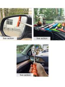Retractable Car Side Mirror Wiper, Extendable Car Rearview Mirror Wiper, Retractable Car Glass Wiper, Cleaning Tool With Extendable Handle, Portable Accessory For Cleaning Car Interior And Exterior In Rainy And Foggy Weather, Portable Car Glass Cleaning Snow Brush, Length 21 Cm (8.2 In) To 98 Cm (38.6 In) (Max) - A - View 8