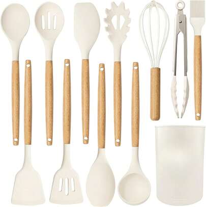 Utensils Kitchen Utensil Set - 446 ° F Heat Resistant Silicone Kitchen Utensils Set, Spatula,Turner Tongs, Spoon, Brush, Whisk,Kitchen Gadgets For Nonstick Cookware