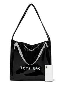 New Fashionable Women's Shoulder Bag, Versatile Solid Color Retro Style, Large Capacity, PU Material, Classic Square Bag, Suitable For Work, Daily Commute, Shopping, Travel, Multifunctional Handbag - Black - View 5