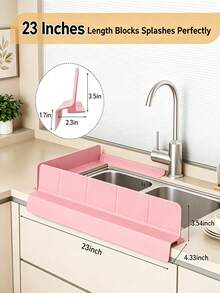 Silicone Splash Guard With Suction Cup, Water Barrier For Sink Edge And Faucet, Non-Slip Waterproof Kitchen Counter Splash Shield - Multicolor - View 5
