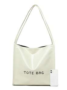 New Fashionable Women's Shoulder Bag, Versatile Solid Color Retro Style, Large Capacity, PU Material, Classic Square Bag, Suitable For Work, Daily Commute, Shopping, Travel, Multifunctional Handbag - White - View 5