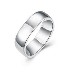 Nhẫn vuông trơn mạ bạc 925 cho nữ và nam, nhẫn cưới, nhẫn dự tiệc, trang sức đơn giản, xinh xắn và quyến rũ. - Bạc - Xem 8