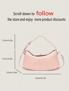 1pc Women's Solid Color PU Leather Shoulder Crossbody Bag, With Adjustable Strap, Matte Handbag, Suitable For Travel - Pink - View 4