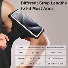 pulsera para correr con bolsa para auriculares, pulsera para teléfono celular para iPhone 17, 16, 15, Pro, 14 Plus, 13, 11 XR, Galaxy S24/S10, resistente al agua, funda para teléfono deportivo y - Negro hasta 6.5 pulgadas - Ver 6