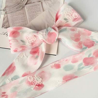 2 Yards Floral Printed Satin Ribbon, Textured Tie-Dye Satin Ribbon, Suitable For Floral Bouquet Decoration, Gift Wrapping, Party Decor, Handmade DIY Bow, Smooth Texture, Peach Blossom Satin Ribbon, Wedding, Valentine's Day Gift, Pink Satin Ribbon, Handmade Pink Satin Ribbon Roll, Pink Bow Satin Ribbon, Handmade Satin Ribbon, Elegant Satin Ribbon, Party Favor Satin Ribbon, Decorative Satin Ribbon